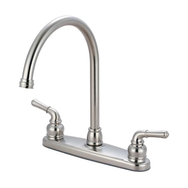 Olympia Faucets Two Handle Kitchen Faucet, NPSM, Standard, Brushed Nickel, Number of Holes: 3 Hole K-5340-BN - main